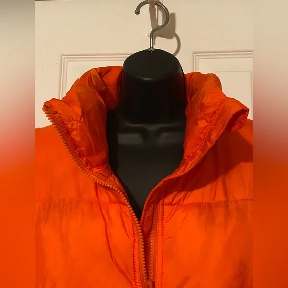 Free People Movement Orange Puffer Vest In a Bubble Oversized FP Vest NWT M - Picture 9 of 11